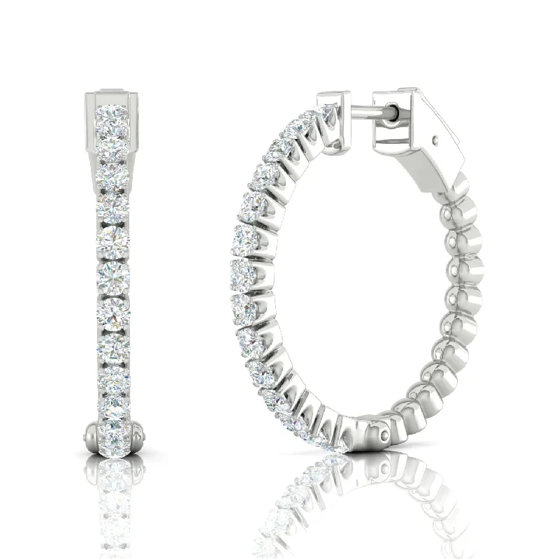 Luxury Handcrafted Jewelry For Elegant Looks 14k White Gold .97cttw Diamond Hoop Earrings