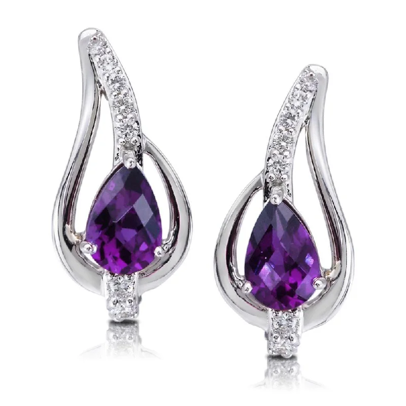 Big Savings On Your Favorite Jewelry Pieces 14K White Gold Amethyst/Diamond Earrings