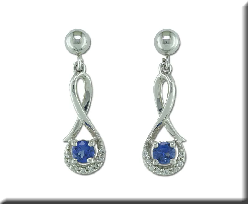 Once-A-Year Jewelry Deals – Shop Before They’Re Gone 14K White Gold Blue Sapphire/Diamond Earrings with Ball Post