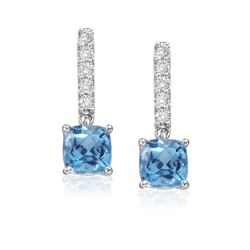 Don't Miss Our Biggest Jewelry Sale Of The Season 14K White Gold Blue Topaz/Diamond Earrings