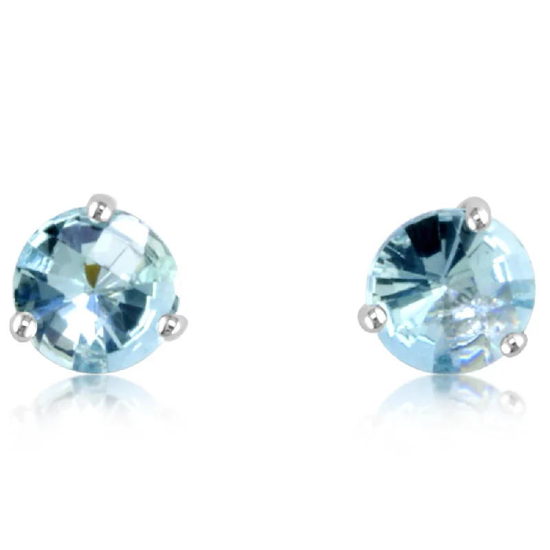 Limited-Time Jewelry Sale – Don't Miss These Deals 14K White Gold Checkerboard Aquamarine Martini Earrings