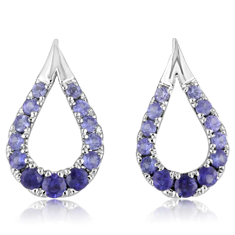 Timeless Jewelry At Special Discount Rates 14K White Gold Graduated Blue Sapphire Earrings