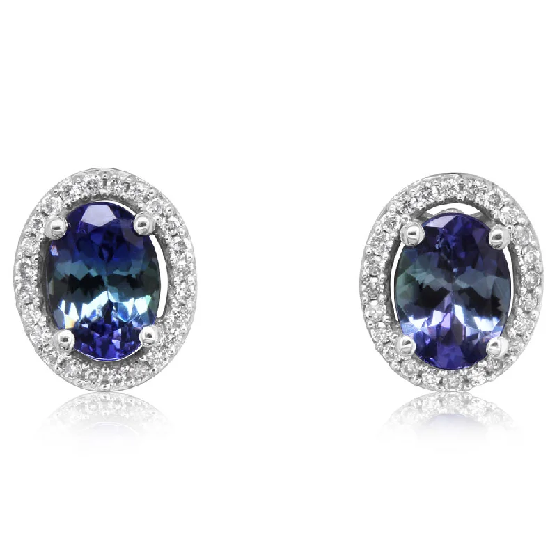 Stunning Jewelry Pieces At The Lowest Prices Ever 14K White Gold Peacock Tanzanite/Diamond Earrings