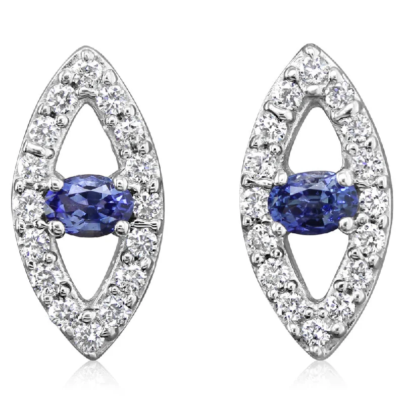 Affordable Elegance – Premium Jewelry At Special Prices 14K White Gold Sapphire/Diamond Earrings