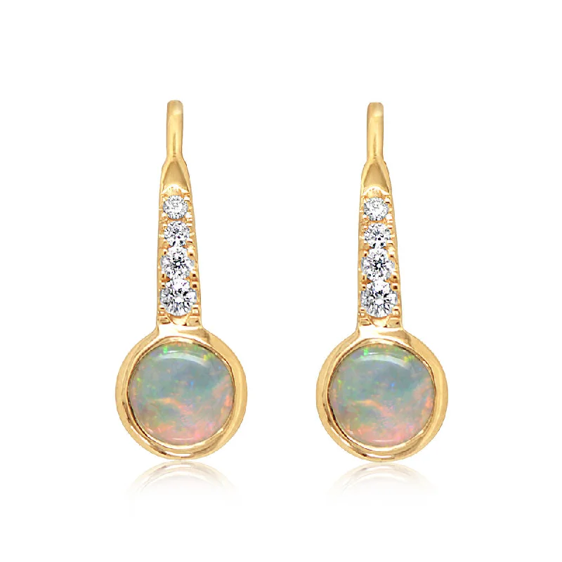 Shop Stylish Jewelry Now And Save Big 14K Yellow Gold Australian Opal/Diamond Earrings