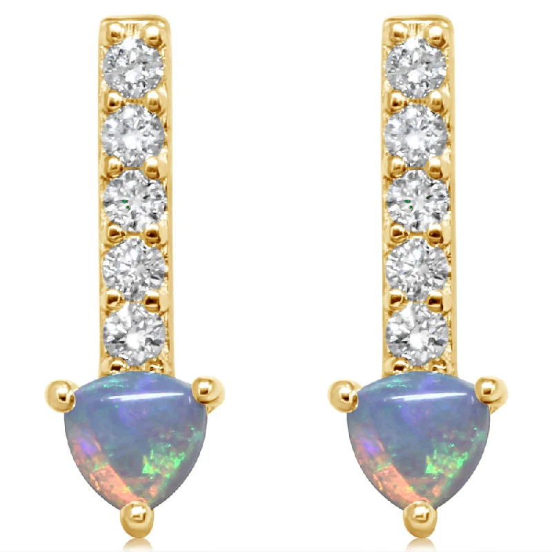 Elegant Jewelry At Unbeatable Offers – Shop Before It's Gone 14K Yellow Gold Australian Opal/Diamond Earrings