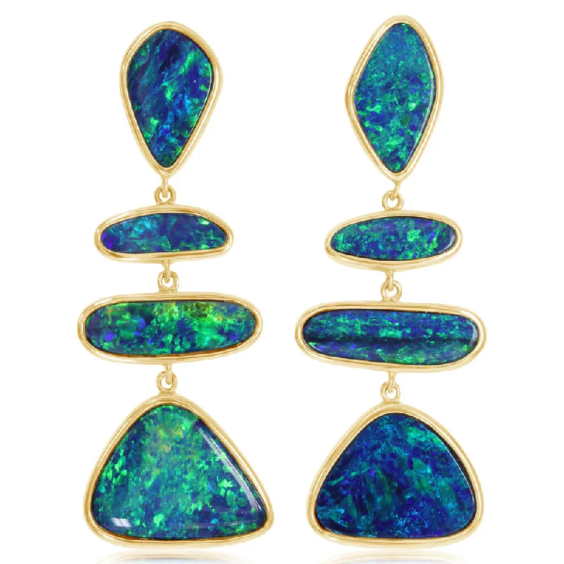 Luxury Meets Affordability – Jewelry Sale Now Live 14K Yellow Gold Australian Opal Doublet Earrings