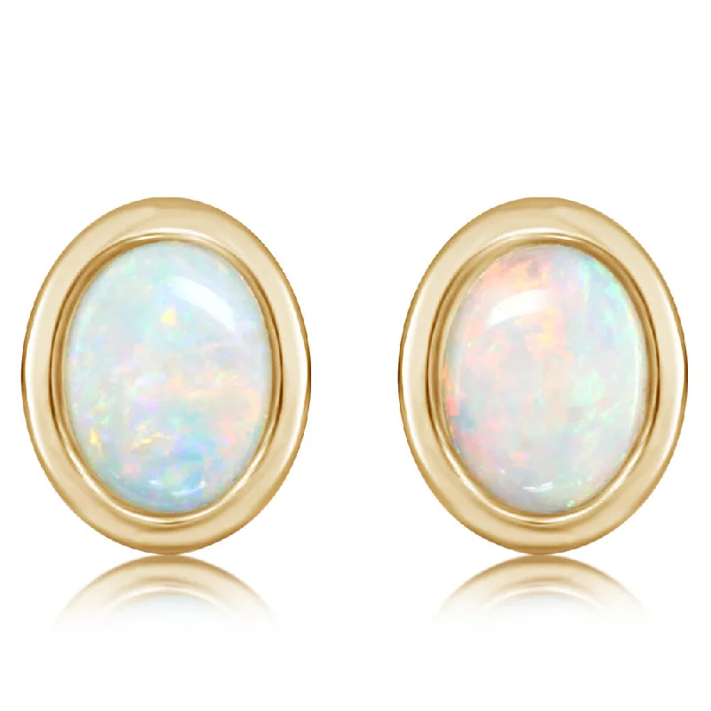 Get Ready To Sparkle – Special Jewelry Discounts 14K Yellow Gold Australian Opal Earrings