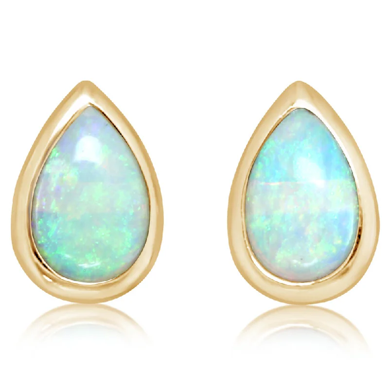 Affordable Gold-Plated Jewelry For Modern Fashion 14K Yellow Gold Australian Opal Earrings