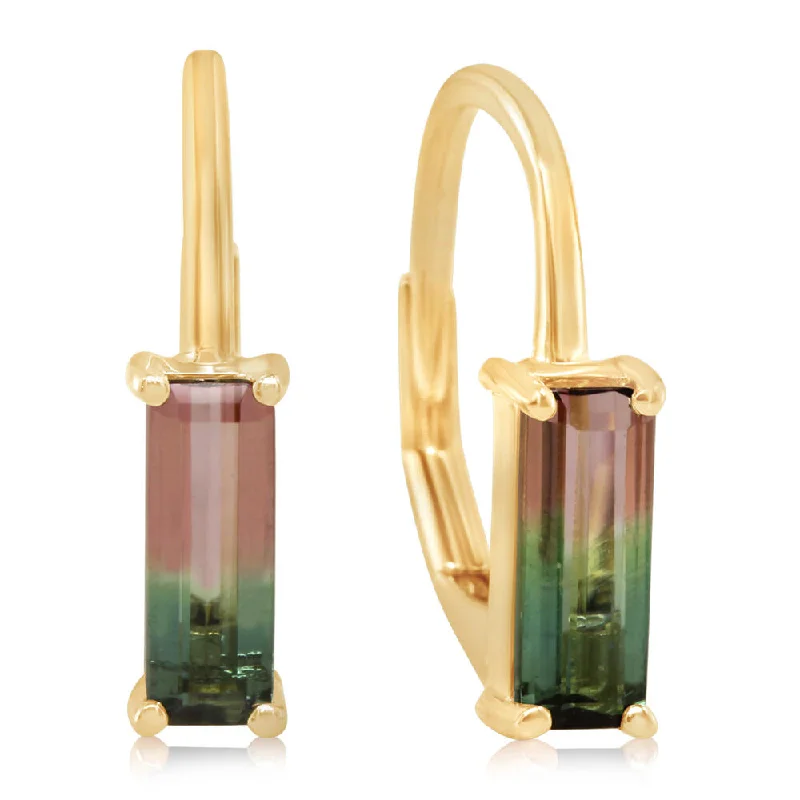 Dazzling Deals On Necklaces, Bracelets, And More 14K Yellow Gold Bi-Color Tourmaline Earrings