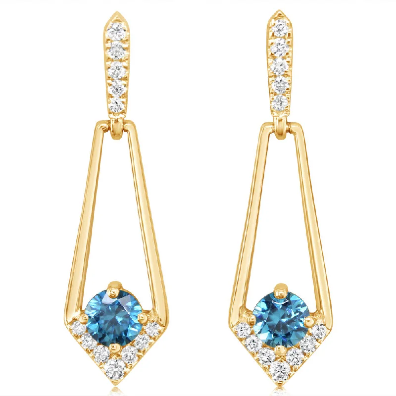 Dazzling Deals On Necklaces, Bracelets, And More 14K Yellow Gold Blue Zircon/Diamond Earrings