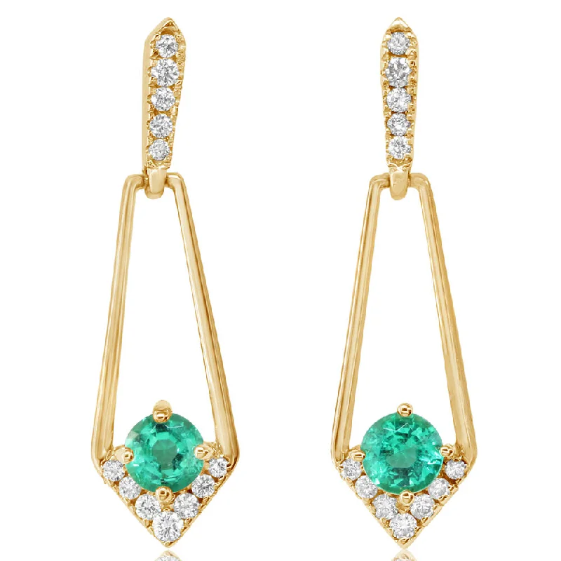 Elegant Jewelry At Unbeatable Prices – Shop Today 14K Yellow Gold Emerald/Diamond Earrings