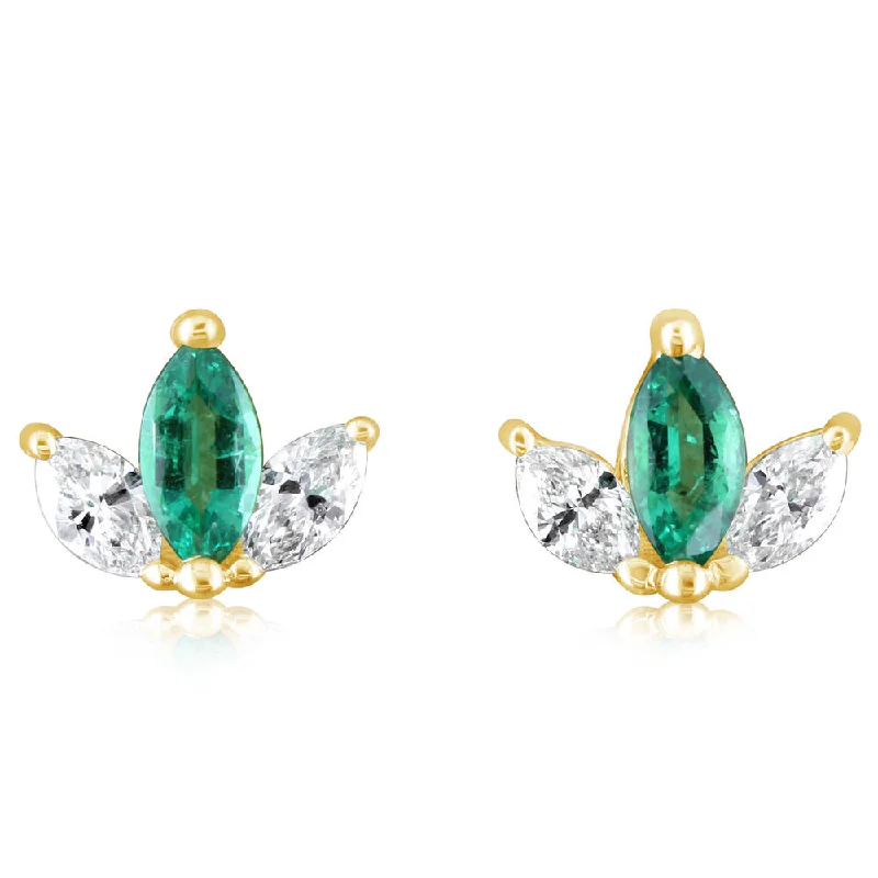 Sparkle For Less – Shop Jewelry Deals Now 14K Yellow Gold Emerald/Diamond Earrings