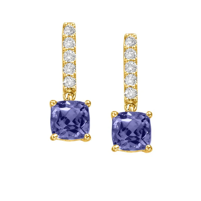 Buy More, Save More On Stunning Jewelry Designs 14K Yellow Gold Montana Sapphire/Diamond Earrings