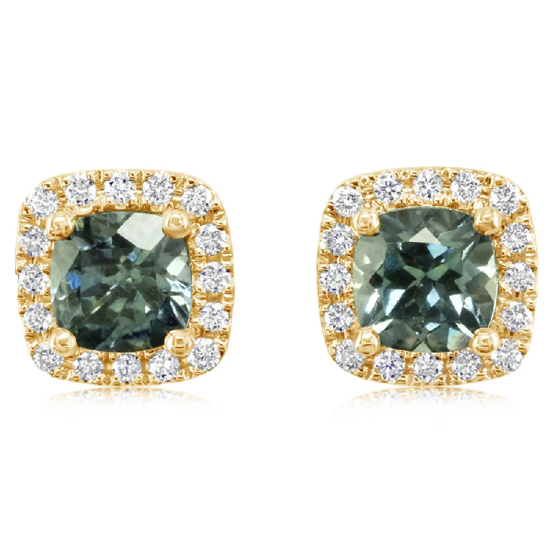 Your Perfect Accessory At The Perfect Price 14K Yellow Gold Montana Sapphire/Diamond Earrings