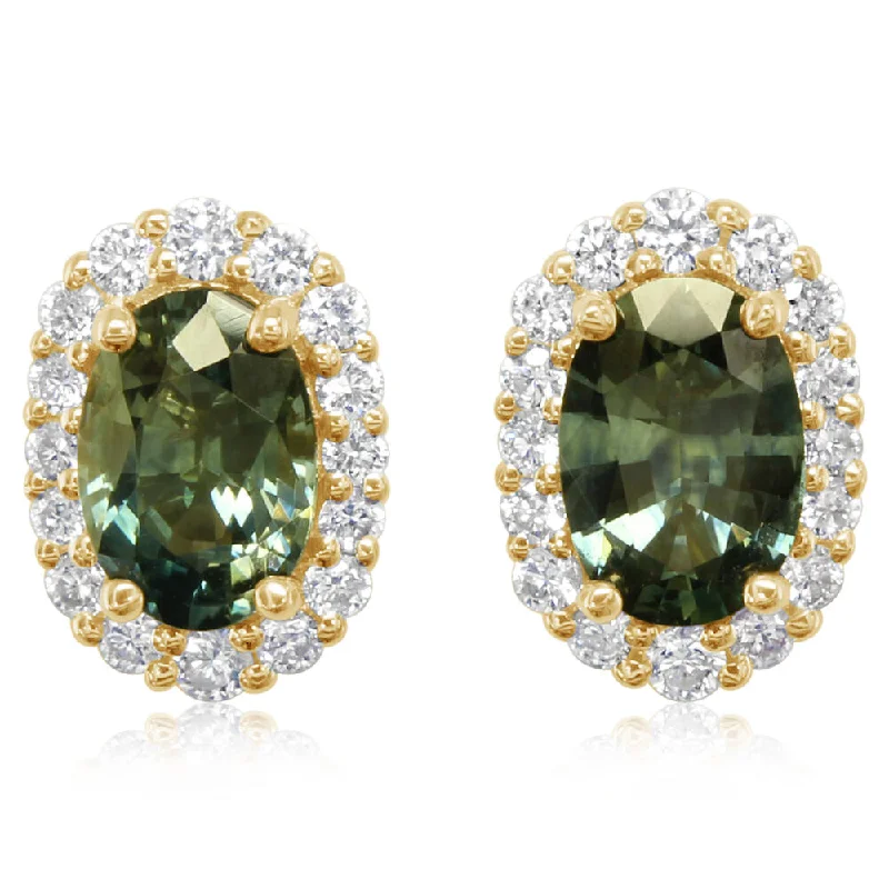 Big Savings On Your Favorite Jewelry Pieces 14K Yellow Gold Montana Sapphire/Diamond Earrings