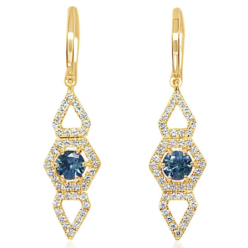 Affordable Elegance – Special Jewelry Sale Now Live 14K Yellow Gold Montana Sapphire/Diamond Earrings