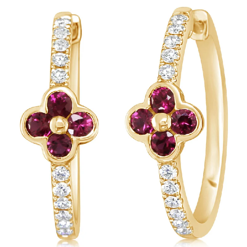 Jewelry Clearance Event – Last Chance For Stunning Deals 14K Yellow Gold Ruby/Diamond Ear