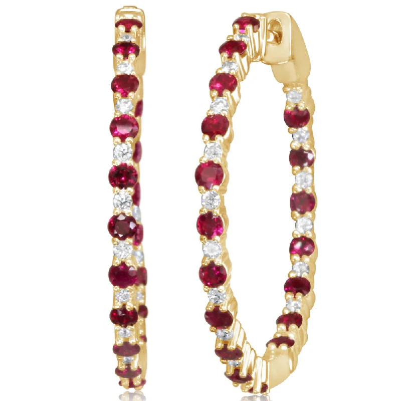 Premium Jewelry At Promotional Prices – Shine Today 14K Yellow Gold Ruby/Diamond Earrings