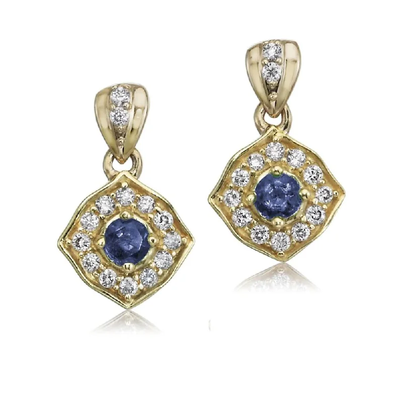 High-End Sparkle, Low-End Prices – Shop Now 14K Yellow Gold Sapphire/Diamond Earrings