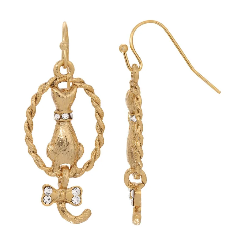 Shine Without Limits – Jewelry Sale Happening Now 1928 Jewelry Backwards Cat Crystal Drop Earrings