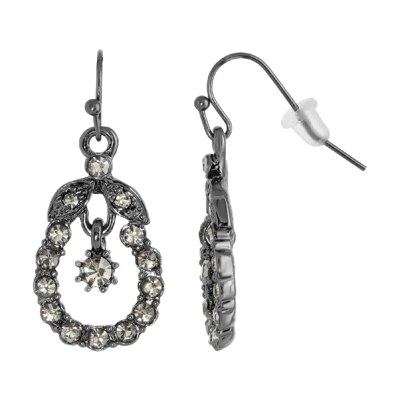 High-End Jewelry, Now More Affordable Than Ever 1928 Jewelry Black Diamond Crystal Caged Drop Earrings