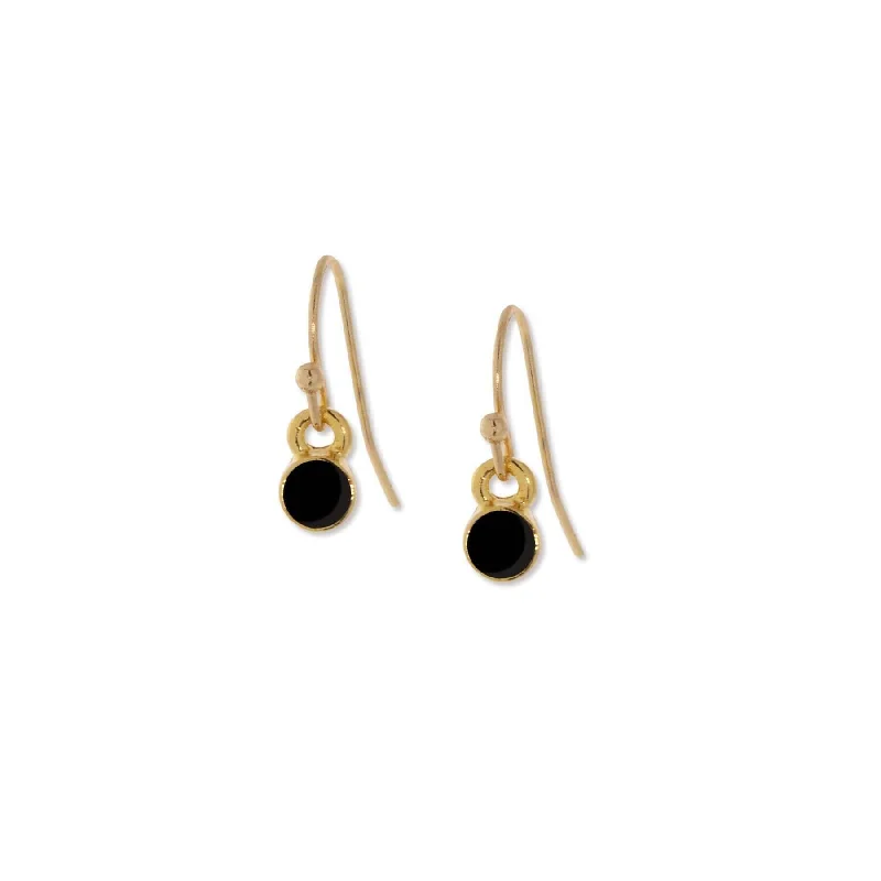 Must-Have Jewelry At Unbelievable Discounts 1928 Jewelry Black Enamel Button Dainty Wire Drop Earring (Small)