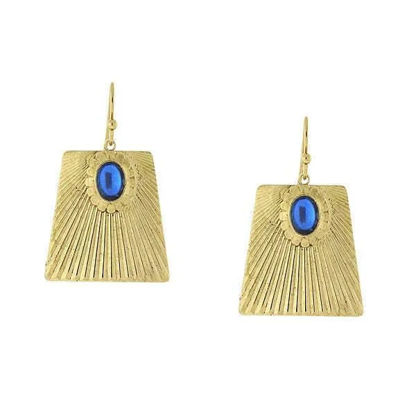 Handcrafted Jewelry Sale – Unique Designs At Low Prices 1928 Jewelry Blue Oval Bead Corrugated Rectangle Drop Earrings