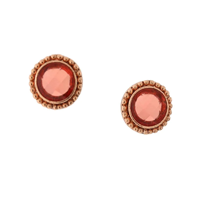 Best Jewelry Deals – Premium Quality At Exclusive Discounts 1928 Jewelry Copper Tone Round Padparadscha Stone Button Earrings