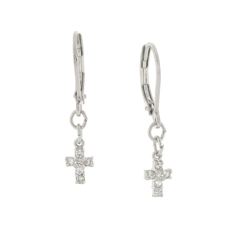 High-End Jewelry, Now More Affordable Than Ever 1928 Jewelry Cubic Zirconia Petite Cross Drop Earrings