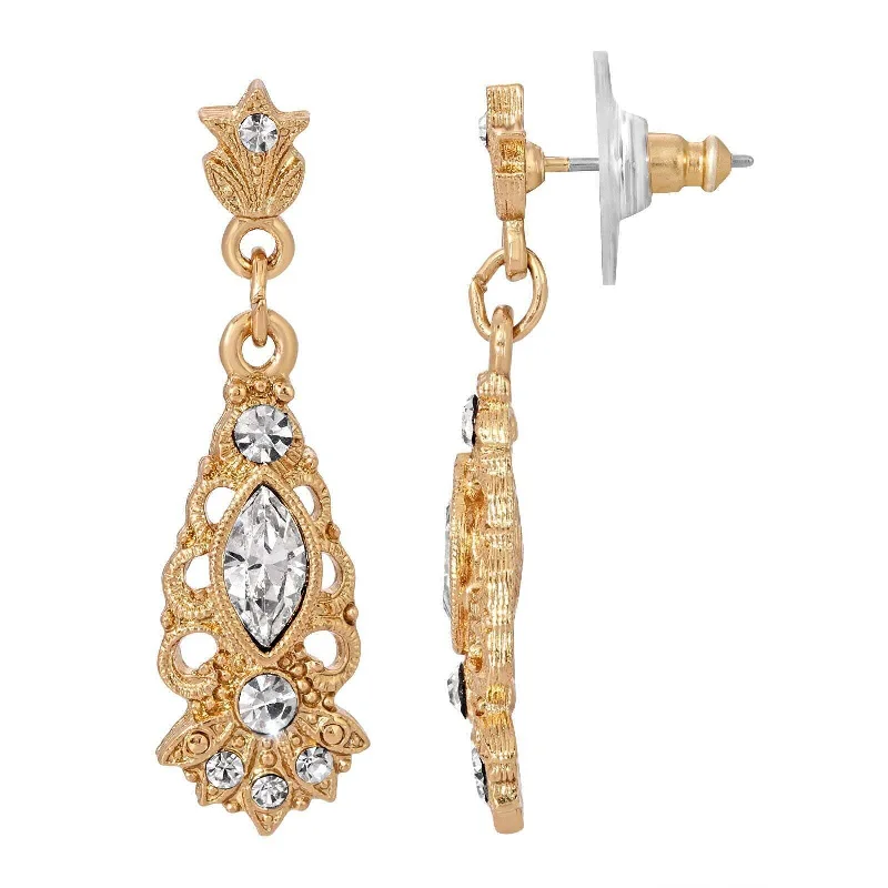 Exclusive Jewelry Sale – Limited-Time Discounts 1928 Jewelry Deco Eleganza Euro Crystal Filigree Drop Earrings