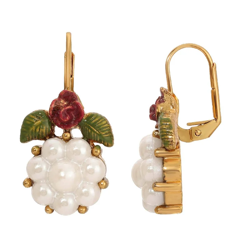 Unmissable Deals On Handmade Jewelry Collections 1928 Jewelry Faux Pearl Flower & Rose Drop Earrings