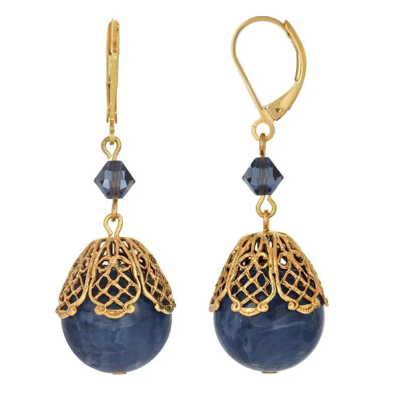 Elegant Jewelry, Exclusive Prices – Shop Now 1928 Jewelry Filigree Montana Blue Sapphire Bead Drop Earrings