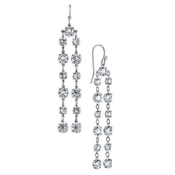 Elegant Jewelry Styles At Budget-Friendly Prices 1928 Bridal Genuine Clear Austrian Crystal Linear Drop Earrings