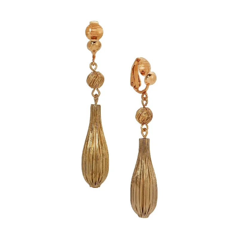 Premium Jewelry, Premium Discounts – Act Fast 1928 Jewelry Gold Corrugated Textured Dangle clip On Earrings