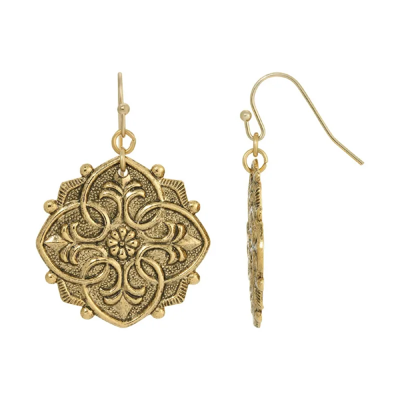 Unmissable Discounts On Timeless Jewelry Pieces 1928 Jewelry Gold Fleur De Lis Inspired Drop Earrings