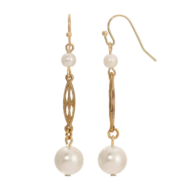 Limited-Stock Jewelry Sale – Shop Before It's Gone 1928 Jewelry Golden Grace Glass Faux Pearl Dangling Earrings