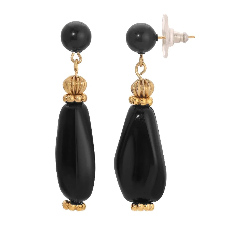 Must-Have Jewelry Pieces At Reduced Prices 1928 Jewelry Irregular Black Beaded Round Post Drop Earrings