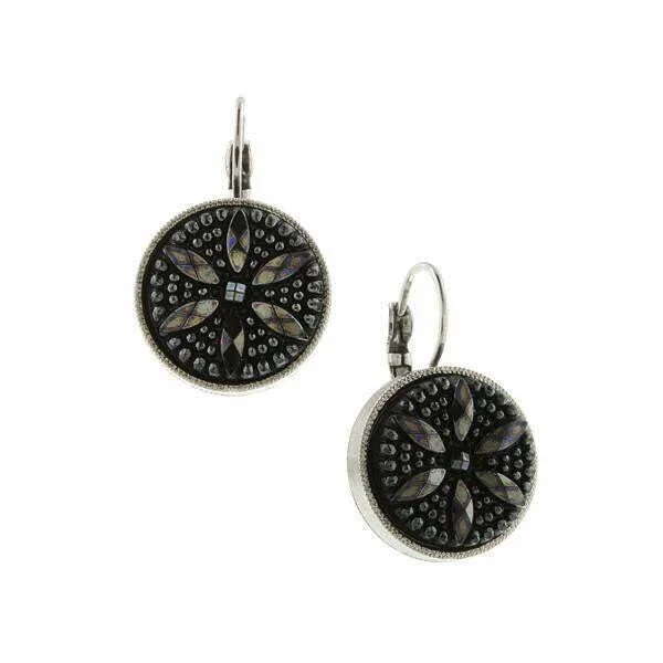 The Perfect Jewelry Piece At The Perfect Price 1928 Jewelry Jet Black Flower Stone Round Drop Earrings