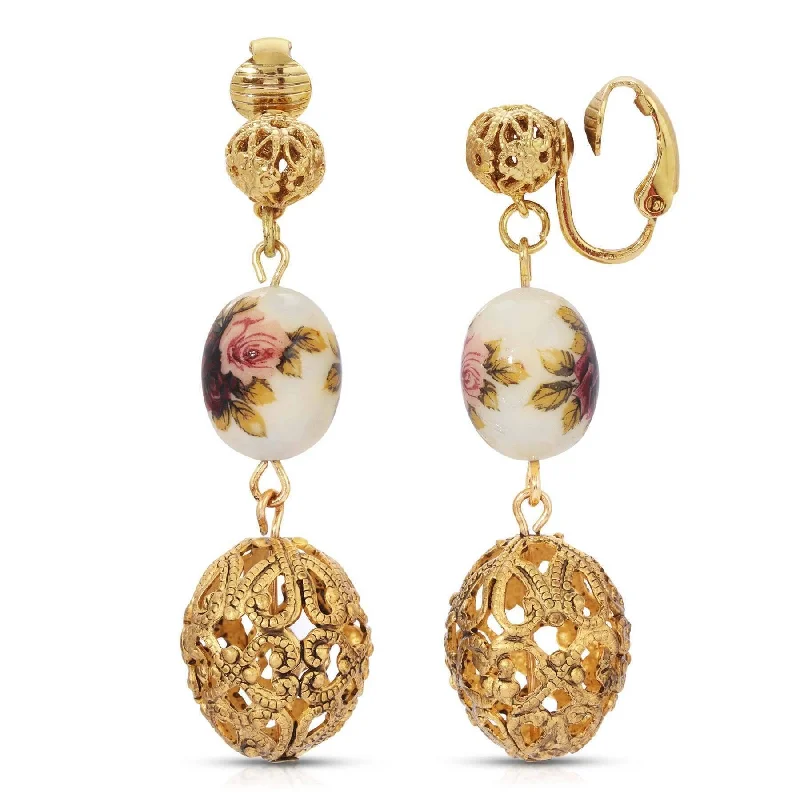 Shop Dazzling Rings, Earrings, And More At Special Discounts 1928 Jewelry Manor House Filigree Puff Ball Flower Bead Dangle Clip On Earrings