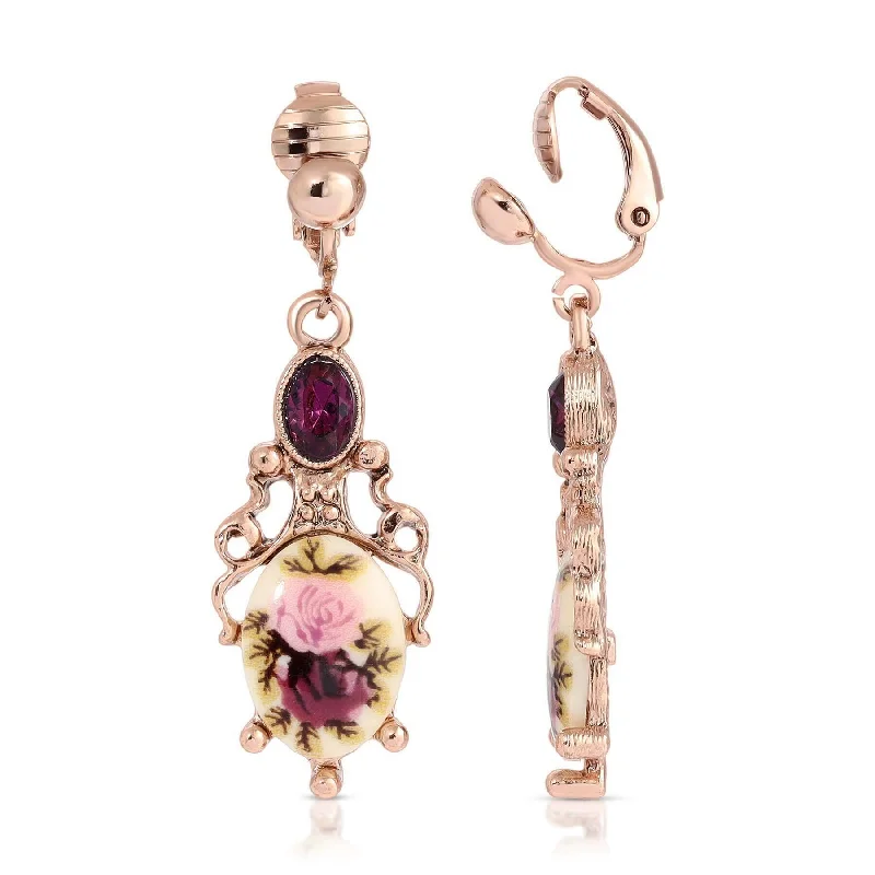 Bestselling Jewelry At Special Promotional Rates 1928 Jewelry Manor House Floral Stone & Purple Crystal Clip On Earrings