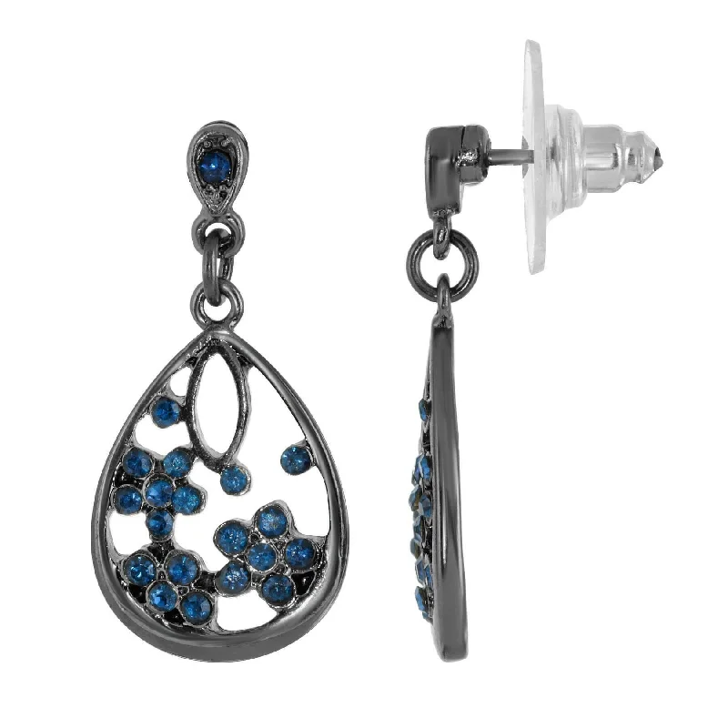 Elevate Your Outfit With Discounted Statement Jewelry 1928 Jewelry Montana Blue Crystal Elegance Teardrop Post Drop Earrings