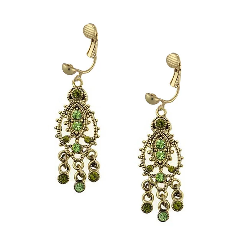 Affordable Glamour – Premium Jewelry For Less 1928 Jewelry Moroccan Green Tribal Clip On Earrings