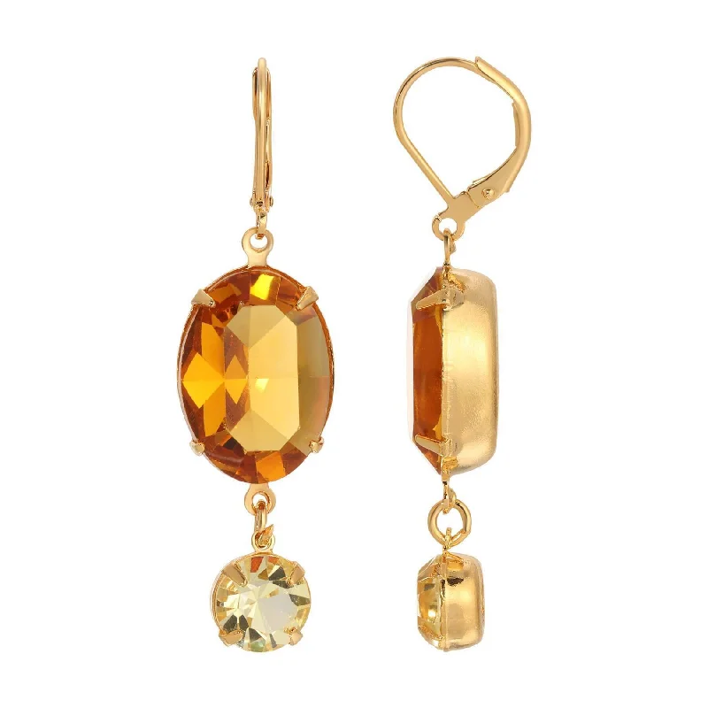 Your Dream Jewelry At Dream Prices – Shop Now 1928 Jewelry Opulent Oval Topaz Austrian Crystal Jonquil Dangle Earrings