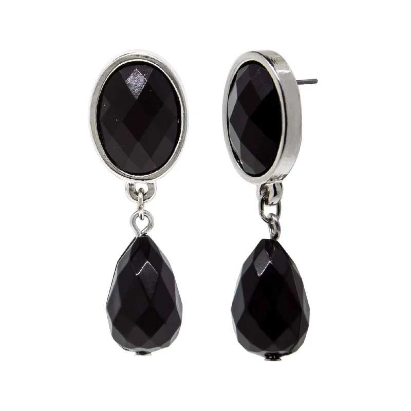 Dazzle With Discounts – Shop Jewelry On Sale 1928 Jewelry Oval And Teardrop Black Faceted Post Drop Earrings