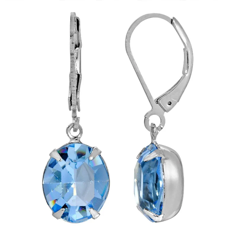 Exclusive Jewelry Offers – Sparkle For Less 1928 Jewelry Oval Austrian Crystal Silver Drop Earrings