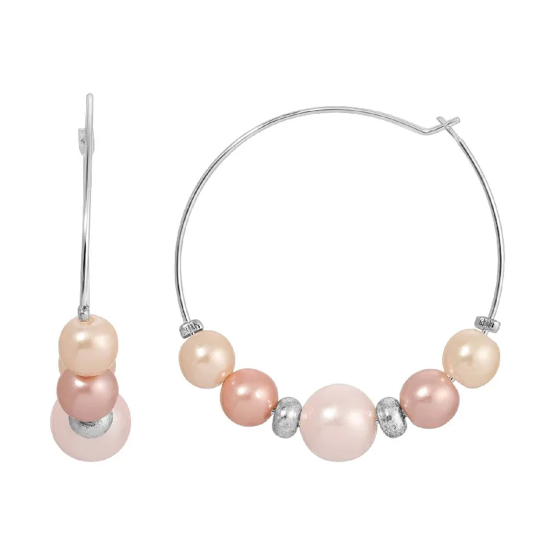 Seasonal Jewelry Deals – Elevate Your Style 1928 Jewelry Rosabella Minimalist Multicolor Faux Pearl Hoop Earrings