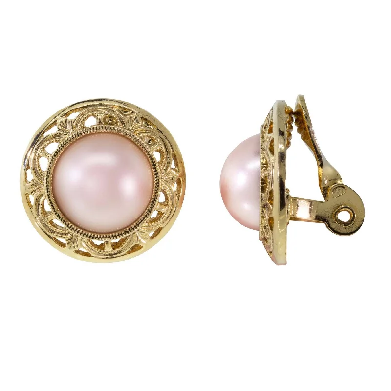 Trending Jewelry Styles Now At Limited-Time Discounts 1928 Jewelry Rosabella Pink Faux Pearl Button Clip On Earrings