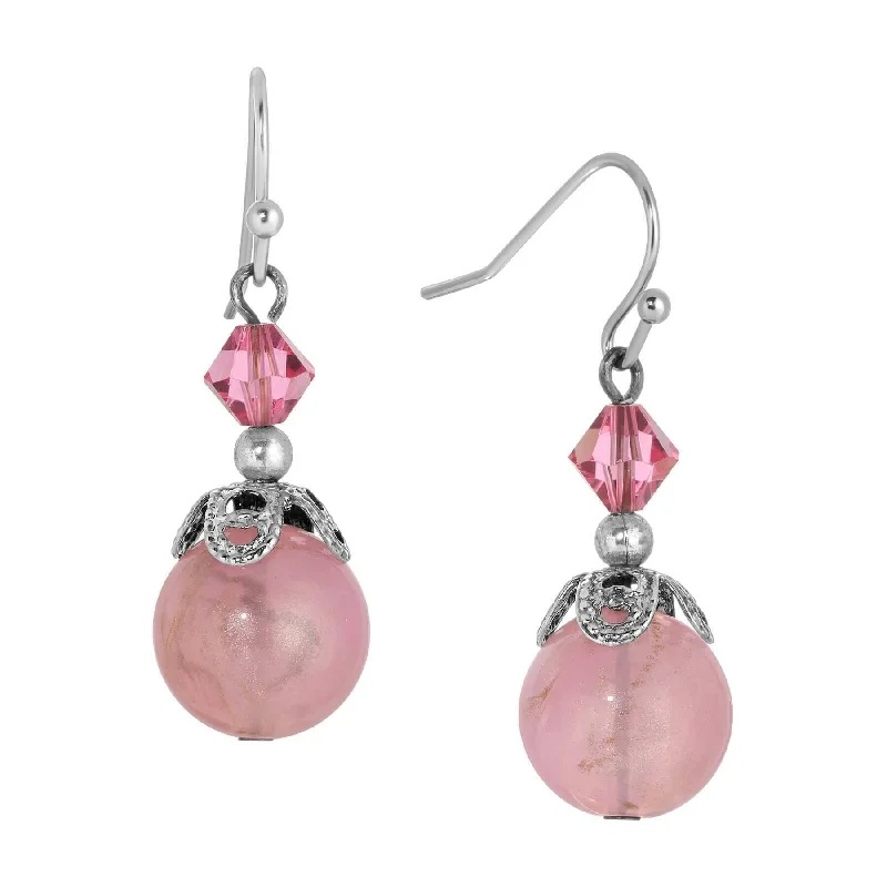 Your Dream Jewelry At Dream Prices 1928 Jewelry Roseate Paradise Light Rose Pink Crystal Oval Pink Bead Dangling Earrings