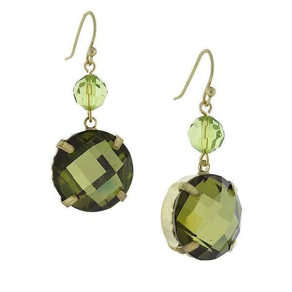 Versatile Layering Jewelry For Effortless Chic 1928 Jewelry Round Green Stone Dangle Earrings